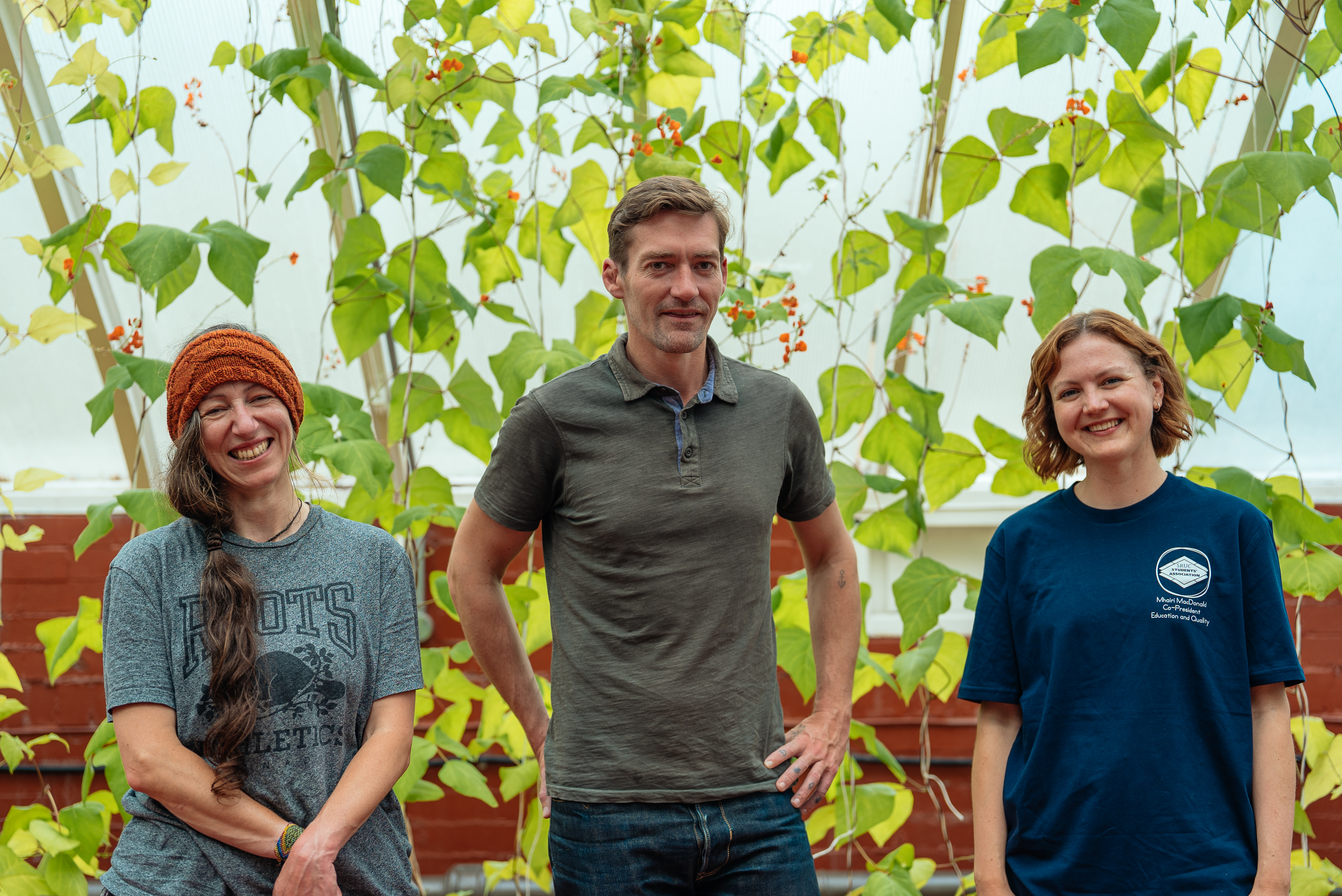 Our three SRUCSA Officers standing inside Glasgow Queen's Park Campus